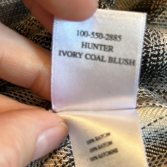 Rails Hunter Ivory Coal Blush Button Front Plaid Blouse Shirt Small Long Sleeve - Picture 12 of 13